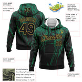 Custom Stitched Black Kelly Green-Old Gold 3D Pattern Design Splash Grunge Art Sports Pullover Sweatshirt Hoodie