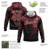 Custom Stitched Black Crimson-Cream 3D Pattern Design Splash Grunge Art Sports Pullover Sweatshirt Hoodie