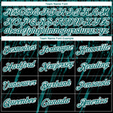 Custom Stitched Black Teal-White 3D Pattern Design Splash Grunge Art Sports Pullover Sweatshirt Hoodie