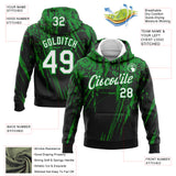 Custom Stitched Black White-Grass Green 3D Pattern Design Splash Grunge Art Sports Pullover Sweatshirt Hoodie