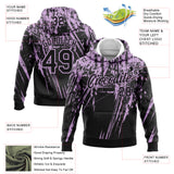 Custom Stitched Black Light Purple 3D Pattern Design Splash Grunge Art Sports Pullover Sweatshirt Hoodie