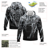 Custom Stitched Black Silver 3D Pattern Design Splash Grunge Art Sports Pullover Sweatshirt Hoodie