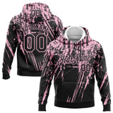Custom Stitched Black Light Pink 3D Pattern Design Splash Grunge Art Sports Pullover Sweatshirt Hoodie