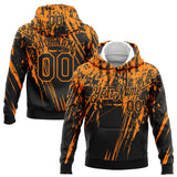Custom Stitched Black Bay Orange 3D Pattern Design Splash Grunge Art Sports Pullover Sweatshirt Hoodie