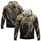 Custom Stitched Black Vegas Gold 3D Pattern Design Splash Grunge Art Sports Pullover Sweatshirt Hoodie