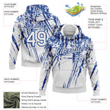 Custom Stitched White Royal 3D Pattern Design Splash Grunge Art Sports Pullover Sweatshirt Hoodie
