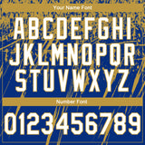 Custom Stitched Royal White-Old Gold 3D Pattern Design Splash Grunge Art Sports Pullover Sweatshirt Hoodie