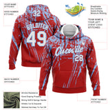 Custom Stitched Red White-Light Blue 3D Pattern Design Splash Grunge Art Sports Pullover Sweatshirt Hoodie