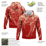 Custom Stitched Red Cream 3D Pattern Design Splash Grunge Art Sports Pullover Sweatshirt Hoodie