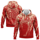 Custom Stitched Red Cream 3D Pattern Design Splash Grunge Art Sports Pullover Sweatshirt Hoodie
