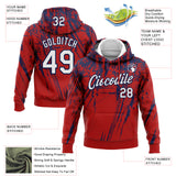 Custom Stitched Red White-Navy 3D Pattern Design Splash Grunge Art Sports Pullover Sweatshirt Hoodie