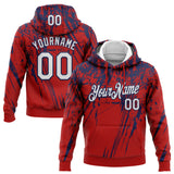 Custom Stitched Red White-Navy 3D Pattern Design Splash Grunge Art Sports Pullover Sweatshirt Hoodie