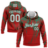 Custom Stitched Red White-Kelly Green 3D Pattern Design Splash Grunge Art Sports Pullover Sweatshirt Hoodie