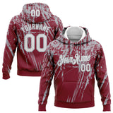 Custom Stitched Crimson White-Gray 3D Pattern Design Splash Grunge Art Sports Pullover Sweatshirt Hoodie