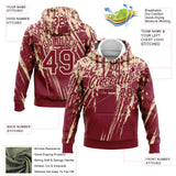 Custom Stitched Crimson Cream 3D Pattern Design Splash Grunge Art Sports Pullover Sweatshirt Hoodie