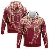 Custom Stitched Crimson Cream 3D Pattern Design Splash Grunge Art Sports Pullover Sweatshirt Hoodie
