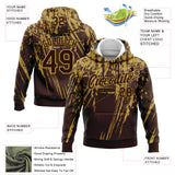 Custom Stitched Brown Old Gold 3D Pattern Design Splash Grunge Art Sports Pullover Sweatshirt Hoodie