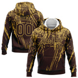Custom Stitched Brown Old Gold 3D Pattern Design Splash Grunge Art Sports Pullover Sweatshirt Hoodie