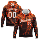 Custom Stitched Brown White-Orange 3D Pattern Design Splash Grunge Art Sports Pullover Sweatshirt Hoodie