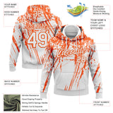 Custom Stitched White Orange 3D Pattern Design Splash Grunge Art Sports Pullover Sweatshirt Hoodie