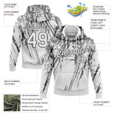 Custom Stitched White Steel Gray 3D Pattern Design Splash Grunge Art Sports Pullover Sweatshirt Hoodie
