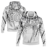 Custom Stitched White Steel Gray 3D Pattern Design Splash Grunge Art Sports Pullover Sweatshirt Hoodie