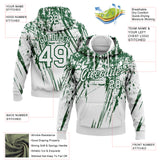 Custom Stitched White Green 3D Pattern Design Splash Grunge Art Sports Pullover Sweatshirt Hoodie