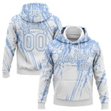 Custom Stitched White Light Blue 3D Pattern Design Splash Grunge Art Sports Pullover Sweatshirt Hoodie