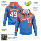 Custom Stitched Powder Blue White-Orange 3D Pattern Design Splash Grunge Art Sports Pullover Sweatshirt Hoodie
