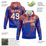 Custom Stitched Thunder Blue White-Orange 3D Pattern Design Splash Grunge Art Sports Pullover Sweatshirt Hoodie