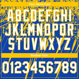 Custom Stitched Thunder Blue White-Yellow 3D Pattern Design Splash Grunge Art Sports Pullover Sweatshirt Hoodie