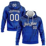 Custom Stitched Thunder Blue White-Navy 3D Pattern Design Splash Grunge Art Sports Pullover Sweatshirt Hoodie