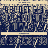 Custom Stitched Navy Cream 3D Pattern Design Splash Grunge Art Sports Pullover Sweatshirt Hoodie