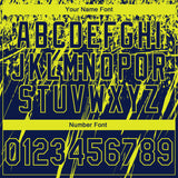 Custom Stitched Navy Neon Yellow 3D Pattern Design Splash Grunge Art Sports Pullover Sweatshirt Hoodie