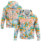 Custom Stitched White Orange 3D Pattern Design Fruit Sports Pullover Sweatshirt Hoodie