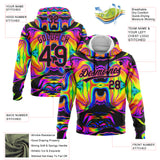 Custom Stitched Black Pink 3D Pattern Design Abstract Iridescent Psychedelic Swirl Fluid Art Sports Pullover Sweatshirt Hoodie