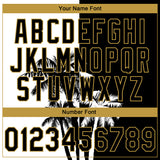 Custom Stitched Black White-Old Gold 3D Hawaii Coconut Trees Sports Pullover Sweatshirt Hoodie