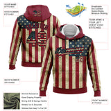 Custom Stitched Crimson Vintage USA Flag Cream-Black 3D American Flag Sports Pullover Sweatshirt Hoodie