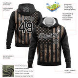Custom Stitched Black Camo-White 3D American Flag Sports Pullover Sweatshirt Hoodie