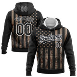Custom Stitched Black Camo-White 3D American Flag Sports Pullover Sweatshirt Hoodie