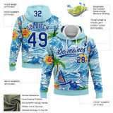 Custom Stitched Blue Royal-White 3D Beach Hawaii Palm Trees And Flowers Sports Pullover Sweatshirt Hoodie