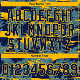 Custom Stitched Navy Gold 3D Pattern Design Thuja Branch Pullover Sweatshirt Hoodie