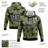 Custom Stitched Camo Black-White 3D Leaves Sports Pullover Sweatshirt Salute To Service Hoodie