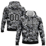 Custom Stitched Camo Black-White 3D Dinosaur Sports Pullover Sweatshirt Salute To Service Hoodie
