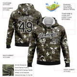 Custom Stitched Camo Black-White 3D Hand Painted Face Sports Pullover Sweatshirt Salute To Service Hoodie