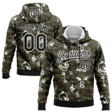 Custom Stitched Camo Black-White 3D Hand Painted Face Sports Pullover Sweatshirt Salute To Service Hoodie