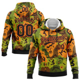 Custom Stitched Camo Black-Orange 3D Funny Faces Sports Pullover Sweatshirt Salute To Service Hoodie