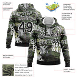 Custom Stitched Camo Black-White 3D Football Sports Pullover Sweatshirt Salute To Service Hoodie