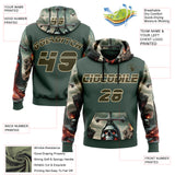 Custom Green Olive-City Cream 3D Skull Hell Cross Sports Pullover Sweatshirt Hoodie