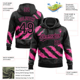 Custom Stitched Black Pink-Steel Gray 3D Pattern Design Splash Sports Pullover Sweatshirt Hoodie